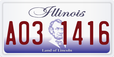 IL license plate A031416