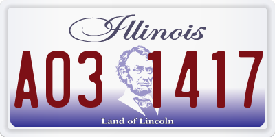 IL license plate A031417