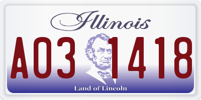 IL license plate A031418