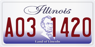 IL license plate A031420