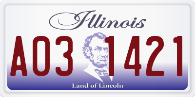 IL license plate A031421