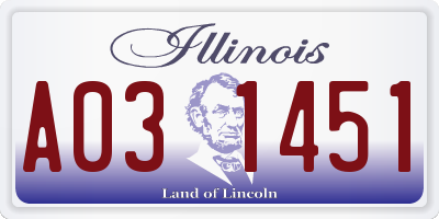 IL license plate A031451
