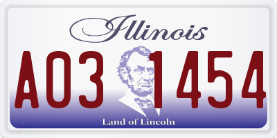 IL license plate A031454
