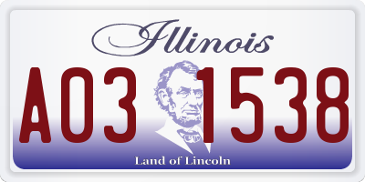 IL license plate A031538