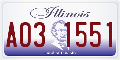 IL license plate A031551
