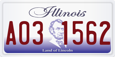 IL license plate A031562