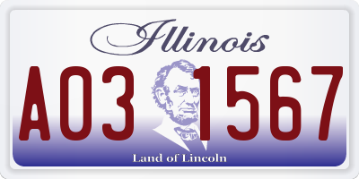 IL license plate A031567