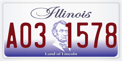 IL license plate A031578