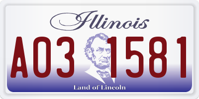 IL license plate A031581