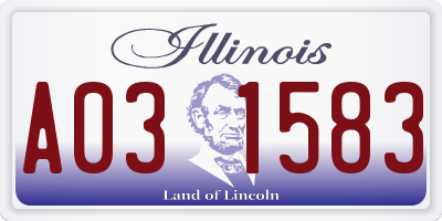 IL license plate A031583