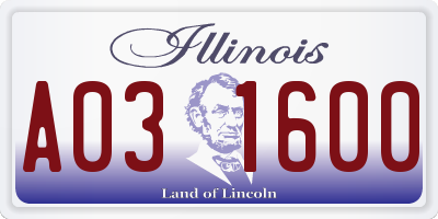 IL license plate A031600
