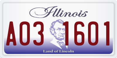 IL license plate A031601