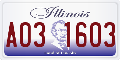 IL license plate A031603