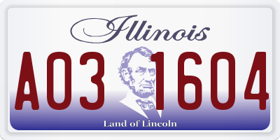 IL license plate A031604