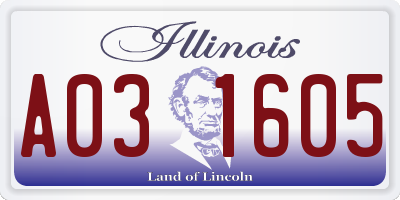 IL license plate A031605