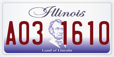 IL license plate A031610