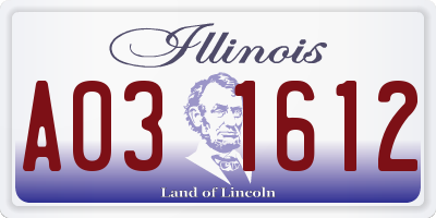 IL license plate A031612
