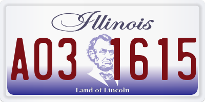 IL license plate A031615
