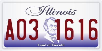 IL license plate A031616