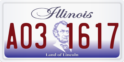 IL license plate A031617