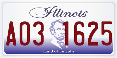 IL license plate A031625