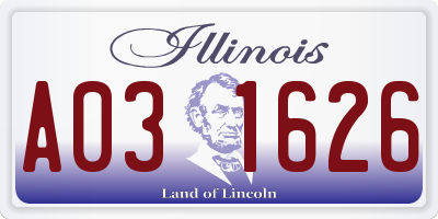 IL license plate A031626