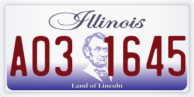 IL license plate A031645