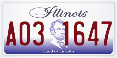 IL license plate A031647
