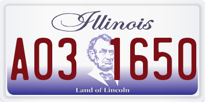IL license plate A031650