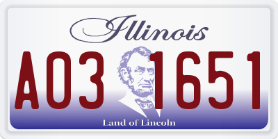 IL license plate A031651