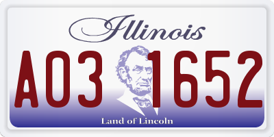 IL license plate A031652
