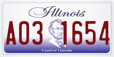 IL license plate A031654