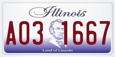 IL license plate A031667