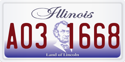 IL license plate A031668