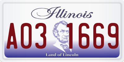 IL license plate A031669