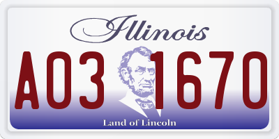 IL license plate A031670
