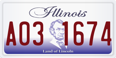 IL license plate A031674