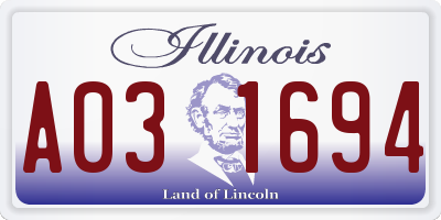 IL license plate A031694