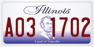 IL license plate A031702