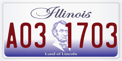 IL license plate A031703