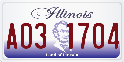 IL license plate A031704