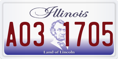 IL license plate A031705