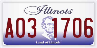 IL license plate A031706