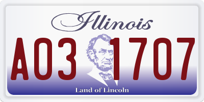 IL license plate A031707