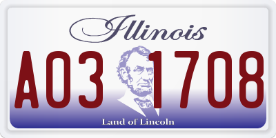 IL license plate A031708