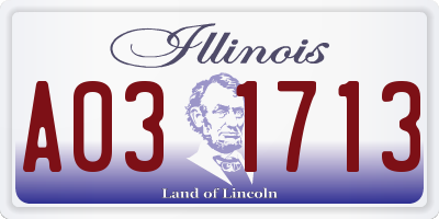 IL license plate A031713