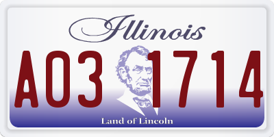 IL license plate A031714
