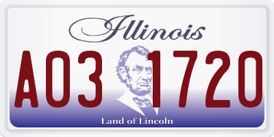IL license plate A031720