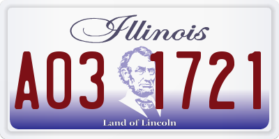IL license plate A031721
