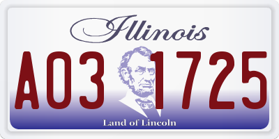 IL license plate A031725